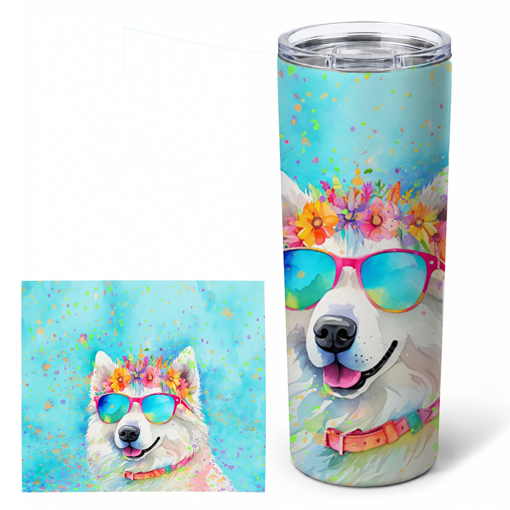 Samoyed Hippie Dawg Stainless Steel Skinny Tumbler 20 oz Vacuum Double Walled Reusable Insulated Travel Cup