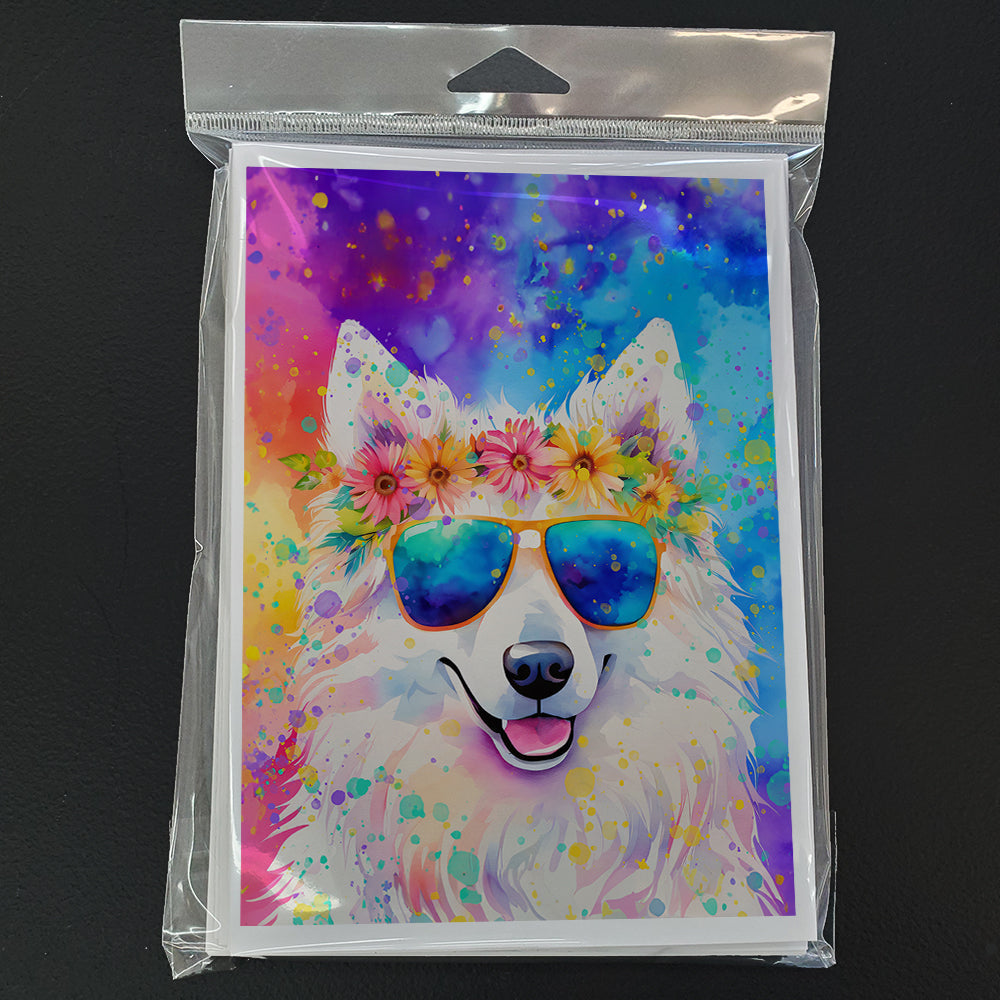 Samoyed Hippie Dawg Greeting Cards Pack of 8 Blank Cards with Envelopes Whimsical A7 Size 5x7