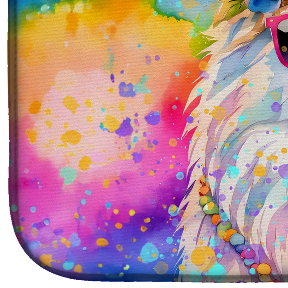 Samoyed Hippie Dawg Dish Drying Mat Absorbent Dish Drying Mat Pad for Kitchen Counter Dish Drainer Mat for Countertop, 14 x 21", Multicolor