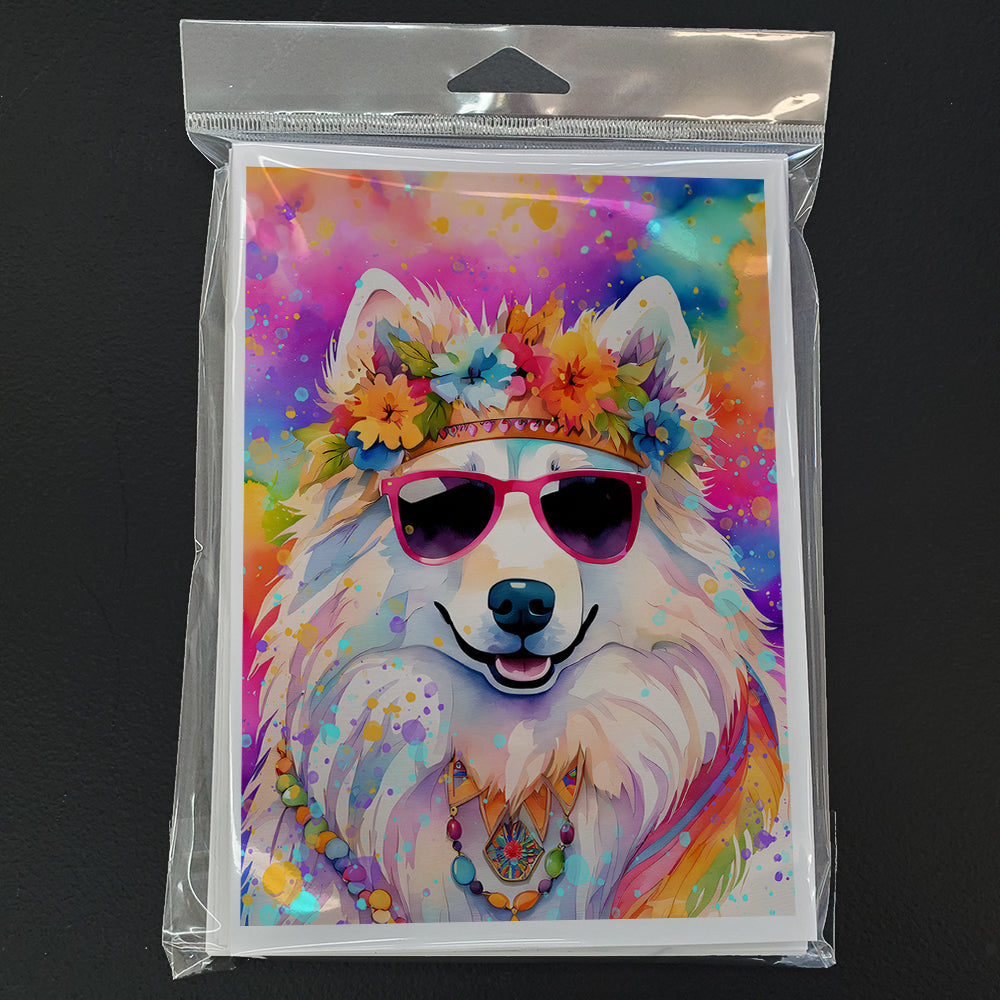 Samoyed Hippie Dawg Greeting Cards Pack of 8 Blank Cards with Envelopes Whimsical A7 Size 5x7