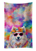 Samoyed Hippie Dawg Kitchen Towel Velour Plush Front and Cotton Loop Back Machine Washable