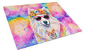 Samoyed Hippie Dawg Cutting Board Tempered Glass Kitchen Cutting Surface, Heat Resistant Chopping, Non-Slip Feet, Food Prep & Serving