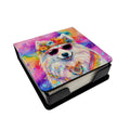Samoyed Hippie Dawg PU Leather Note Paper Holder with Artist-Designed Cover, Desk Accessory, Office Gift