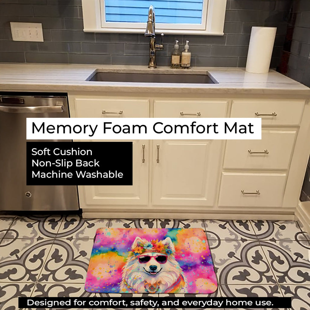 Samoyed Hippie Dawg Memory Foam Kitchen Mat Machine Washable Anti-Fatigue Cushion Comfort Bath or Kitchen Rug