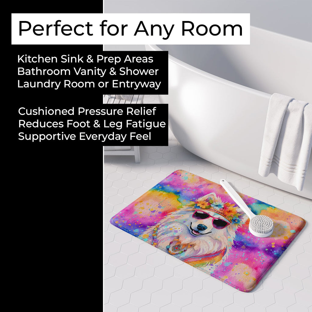 Samoyed Hippie Dawg Memory Foam Kitchen Mat Machine Washable Anti-Fatigue Cushion Comfort Bath or Kitchen Rug