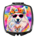 Samoyed Hippie Dawg Compact Mirror Decorative Travel Makeup Mirror for Women Girls Gifts Pocket Makeup Mirror Folding Handheld