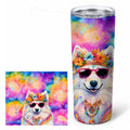 Samoyed Hippie Dawg Stainless Steel Skinny Tumbler 20 oz Vacuum Double Walled Reusable Insulated Travel Cup