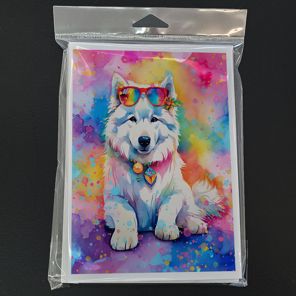Samoyed Hippie Dawg Greeting Cards Pack of 8 Blank Cards with Envelopes Whimsical A7 Size 5x7
