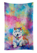 Samoyed Hippie Dawg Kitchen Towel Velour Plush Front and Cotton Loop Back Machine Washable