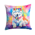 Samoyed Hippie Dawg Decorative Throw Pillow 14x14 Indoor Outdoor Accent Cushion, Fabric Cover with Insert for Sofa, Bed, Porch & Living Room
