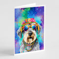 Schnauzer Hippie Dawg Greeting Cards Pack of 8 Blank Cards with Envelopes Whimsical A7 Size 5x7