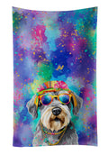 Schnauzer Hippie Dawg Kitchen Towel Velour Plush Front and Cotton Loop Back Machine Washable