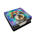 Schnauzer Hippie Dawg PU Leather Note Paper Holder with Artist-Designed Cover, Desk Accessory, Office Gift