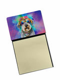 Schnauzer Hippie Dawg Watercolor Sticky Note Holder Refillable Dispenser Desk Accessory 3x3 Pad Gift