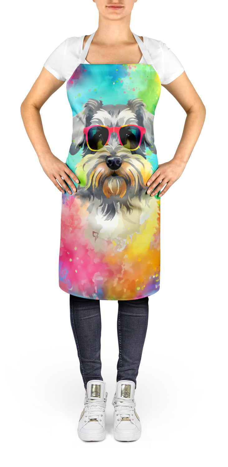 Schnauzer Hippie Dawg Apron Cooking Kitchen Server Baking Crafts Gardening for Adult Women Men, Unisex, Large, Multicolor