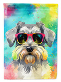 Schnauzer Hippie Dawg House Flag 28x40 Porch Sleeve Pole Decorative Outside Yard Banner Artwork Wall Hanging, Polyester