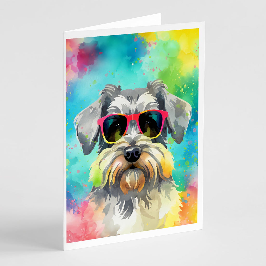 Schnauzer Hippie Dawg Greeting Cards Pack of 8 Blank Cards with Envelopes Whimsical A7 Size 5x7