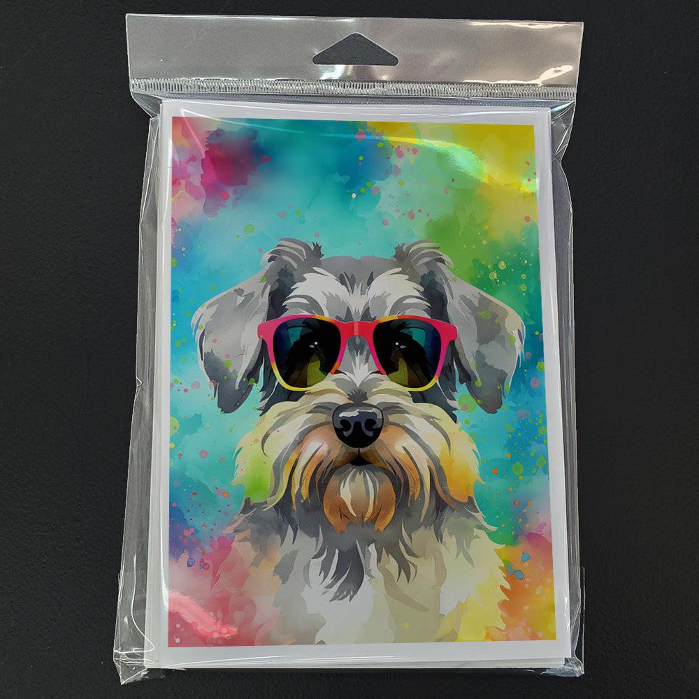 Schnauzer Hippie Dawg Greeting Cards Pack of 8 Blank Cards with Envelopes Whimsical A7 Size 5x7