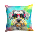 Schnauzer Hippie Dawg Decorative Throw Pillow 14x14 Indoor Outdoor Accent Cushion, Fabric Cover with Insert for Sofa, Bed, Porch & Living Room