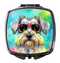 Schnauzer Hippie Dawg Compact Mirror Decorative Travel Makeup Mirror for Women Girls Gifts Pocket Makeup Mirror Folding Handheld