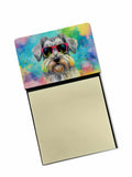 Schnauzer Hippie Dawg Watercolor Sticky Note Holder Refillable Dispenser Desk Accessory 3x3 Pad Gift