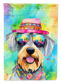 Schnauzer Hippie Dawg House Flag 28x40 Porch Sleeve Pole Decorative Outside Yard Banner Artwork Wall Hanging, Polyester