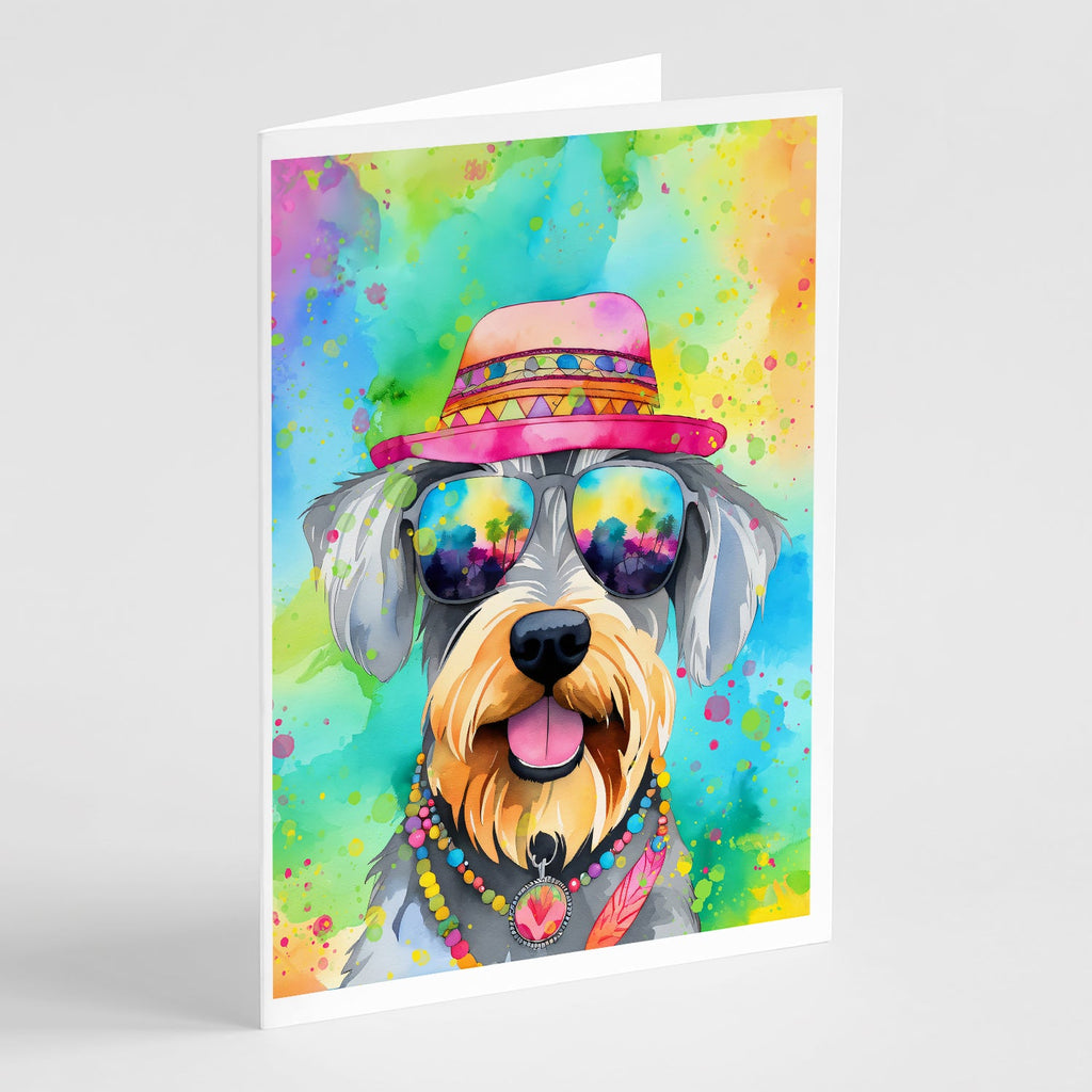 Schnauzer Hippie Dawg Greeting Cards Pack of 8 Blank Cards with Envelopes Whimsical A7 Size 5x7