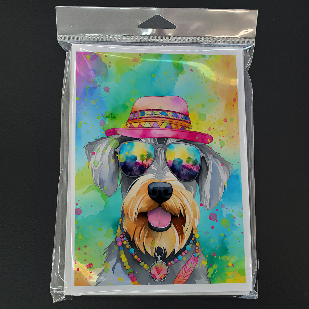 Schnauzer Hippie Dawg Greeting Cards Pack of 8 Blank Cards with Envelopes Whimsical A7 Size 5x7