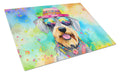 Schnauzer Hippie Dawg Cutting Board Tempered Glass Kitchen Cutting Surface, Heat Resistant Chopping, Non-Slip Feet, Food Prep & Serving
