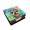 Schnauzer Hippie Dawg PU Leather Note Paper Holder with Artist-Designed Cover, Desk Accessory, Office Gift