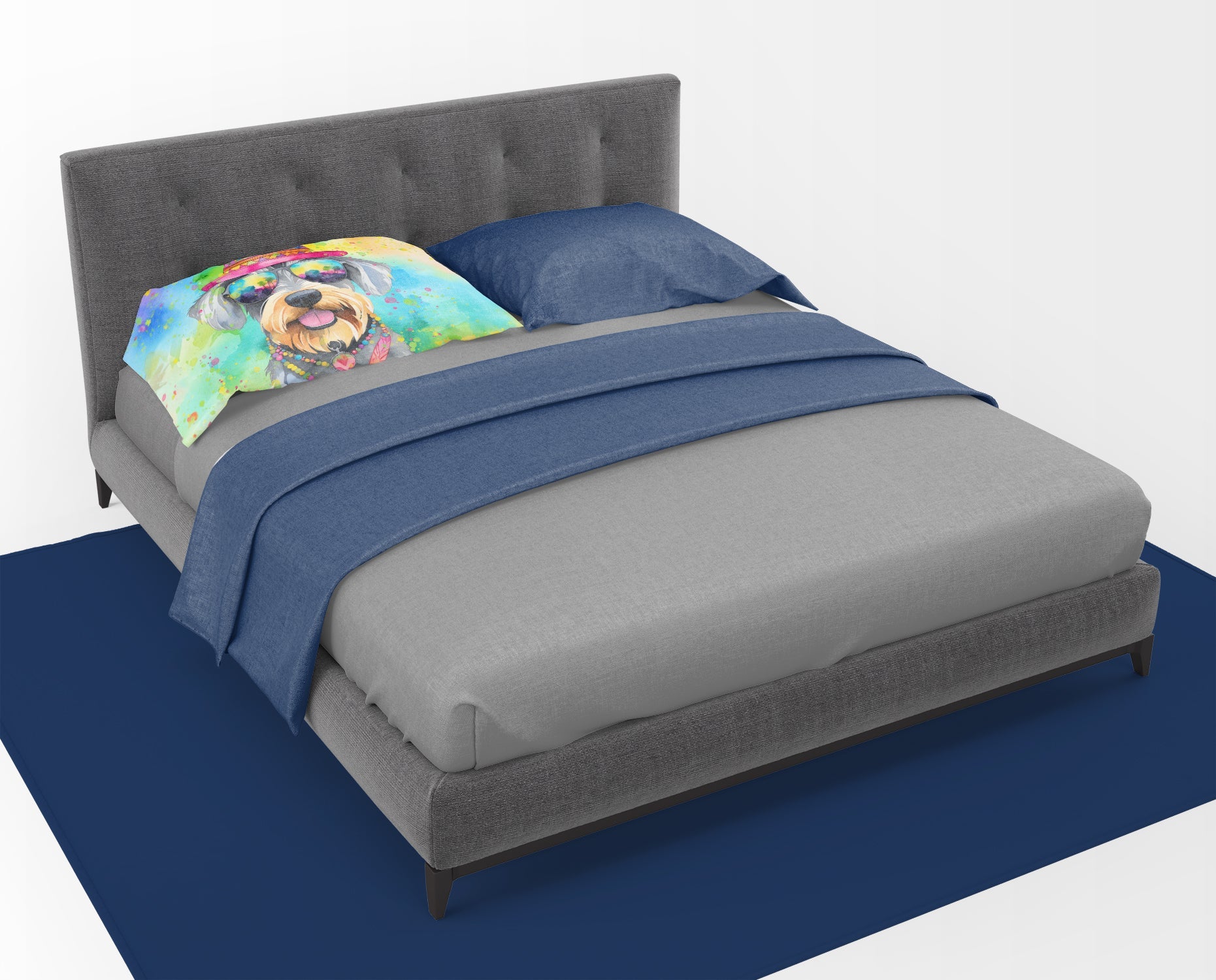 Schnauzer Hippie Dawg Standard Pillowcase Lightweight Super Soft Easy Care Decorative Artwork Pillowcase, Standard