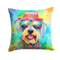 Schnauzer Hippie Dawg Decorative Throw Pillow 14x14 Indoor Outdoor Accent Cushion, Fabric Cover with Insert for Sofa, Bed, Porch & Living Room