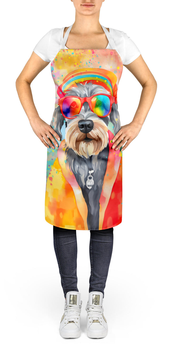 Schnauzer Hippie Dawg Apron Cooking Kitchen Server Baking Crafts Gardening for Adult Women Men, Unisex, Large, Multicolor
