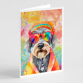 Schnauzer Hippie Dawg Greeting Cards Pack of 8 Blank Cards with Envelopes Whimsical A7 Size 5x7