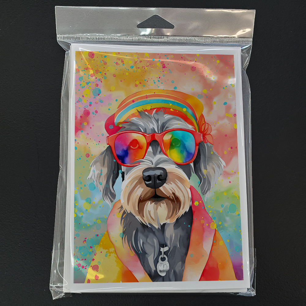 Schnauzer Hippie Dawg Greeting Cards Pack of 8 Blank Cards with Envelopes Whimsical A7 Size 5x7