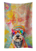 Schnauzer Hippie Dawg Kitchen Towel Velour Plush Front and Cotton Loop Back Machine Washable