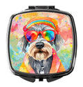 Schnauzer Hippie Dawg Compact Mirror Decorative Travel Makeup Mirror for Women Girls Gifts Pocket Makeup Mirror Folding Handheld