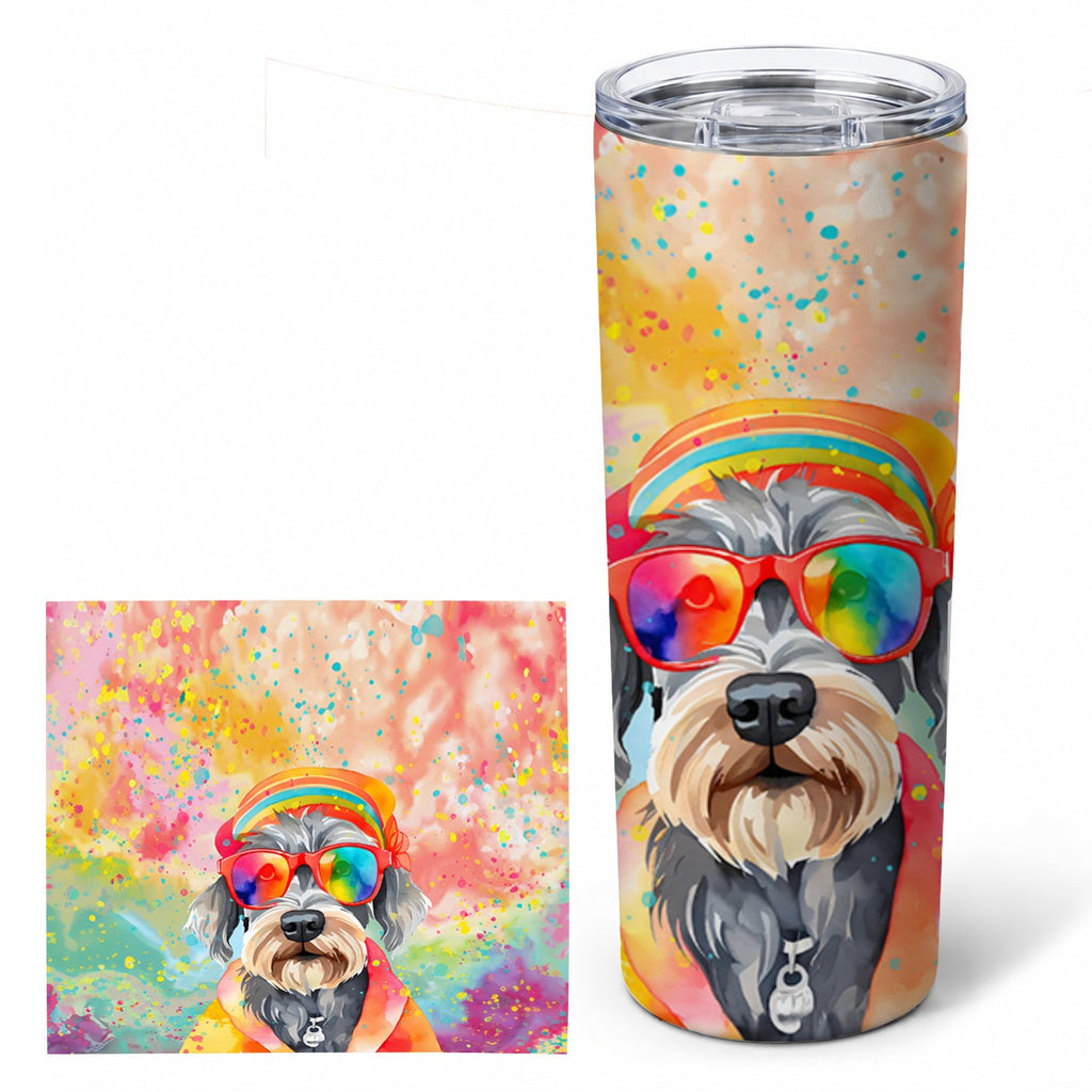 Schnauzer Hippie Dawg Stainless Steel Skinny Tumbler 20 oz Vacuum Double Walled Reusable Insulated Travel Cup