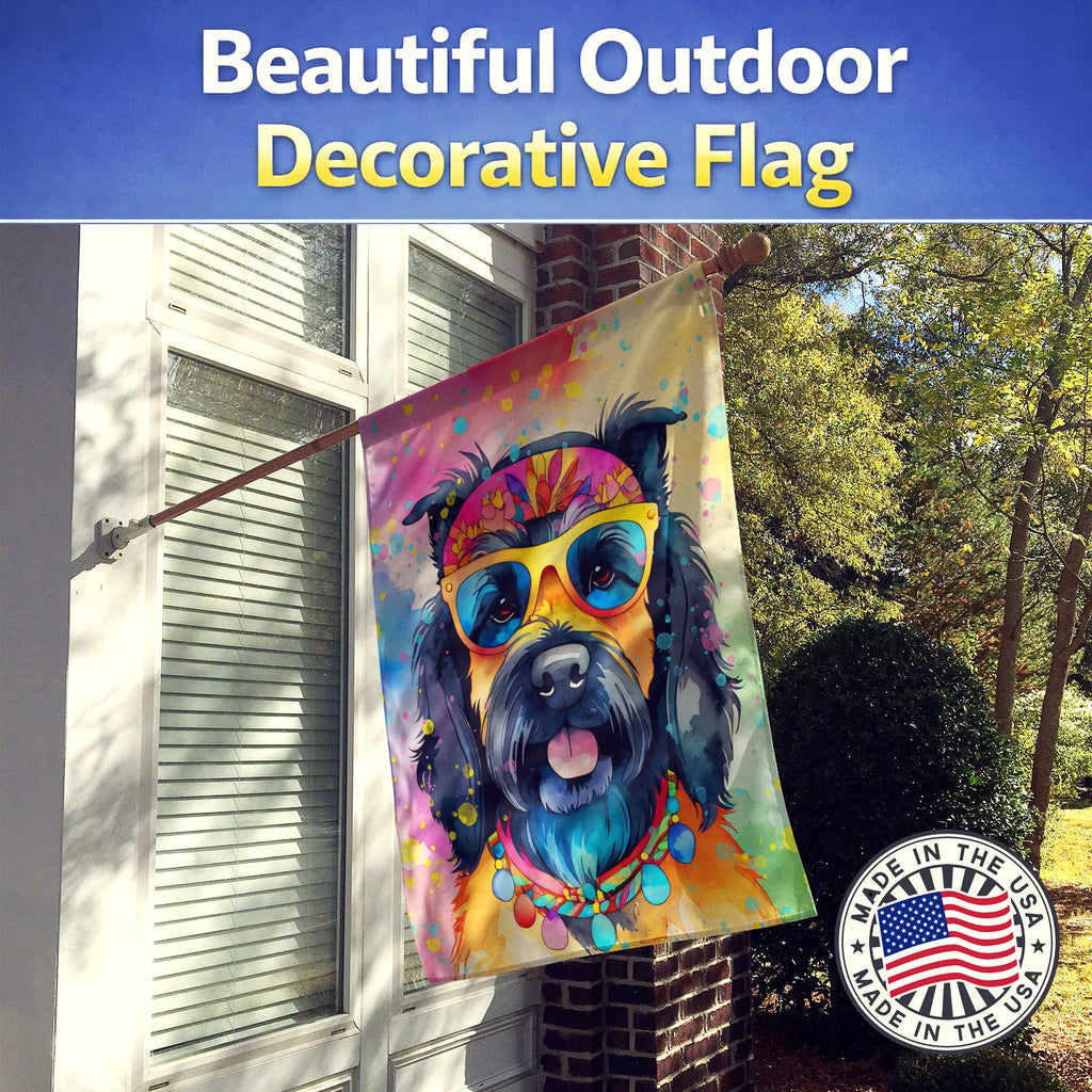 Scottish Terrier Hippie Dawg House Flag 28x40 Porch Sleeve Pole Decorative Outside Yard Banner Artwork Wall Hanging, Polyester