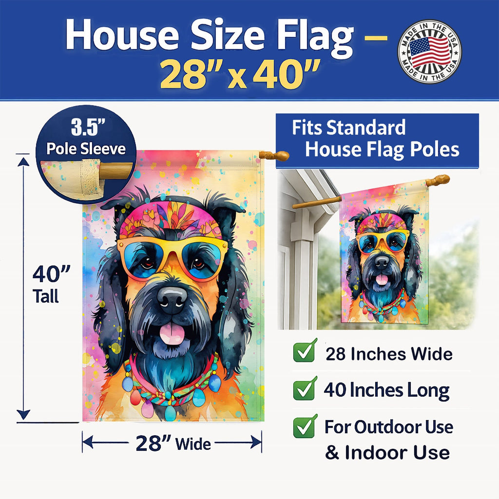 Scottish Terrier Hippie Dawg House Flag 28x40 Porch Sleeve Pole Decorative Outside Yard Banner Artwork Wall Hanging, Polyester