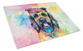 Scottish Terrier Hippie Dawg Cutting Board Tempered Glass Kitchen Cutting Surface, Heat Resistant Chopping, Non-Slip Feet, Food Prep & Serving