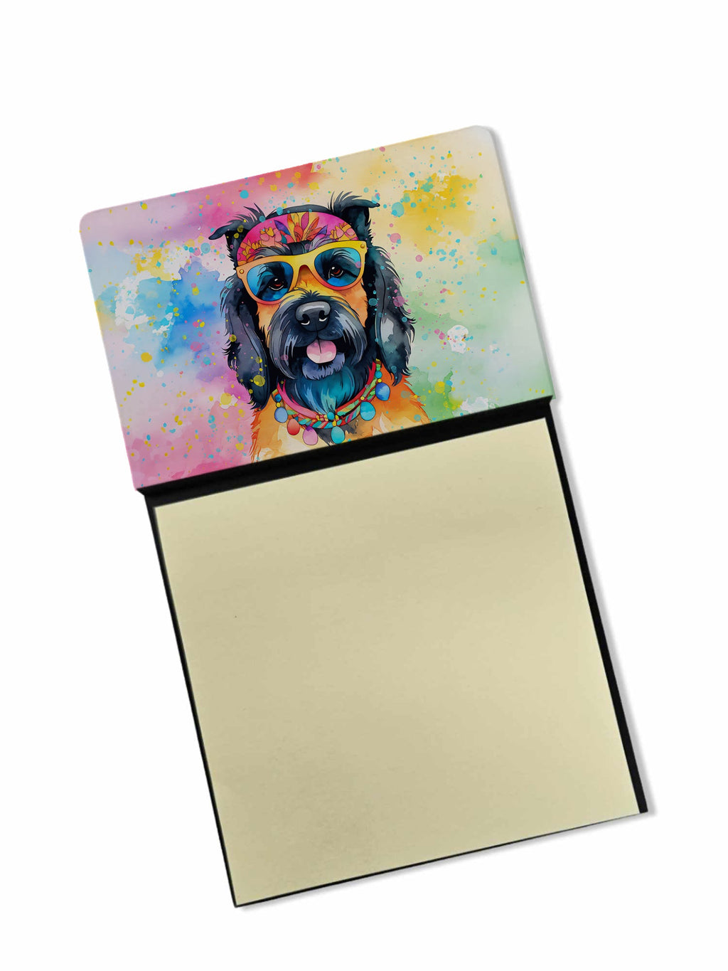 Scottish Terrier Hippie Dawg Watercolor Sticky Note Holder Refillable Dispenser Desk Accessory 3x3 Pad Gift