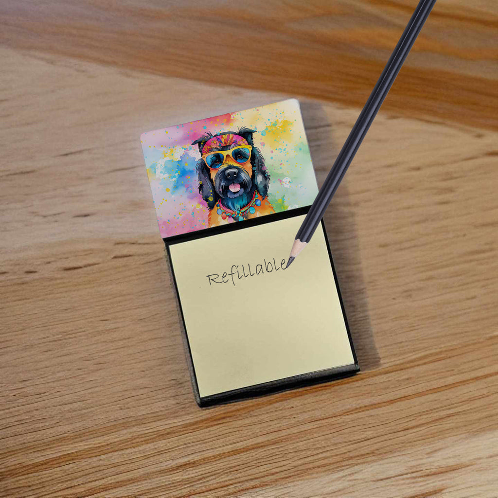 Scottish Terrier Hippie Dawg Watercolor Sticky Note Holder Refillable Dispenser Desk Accessory 3x3 Pad Gift