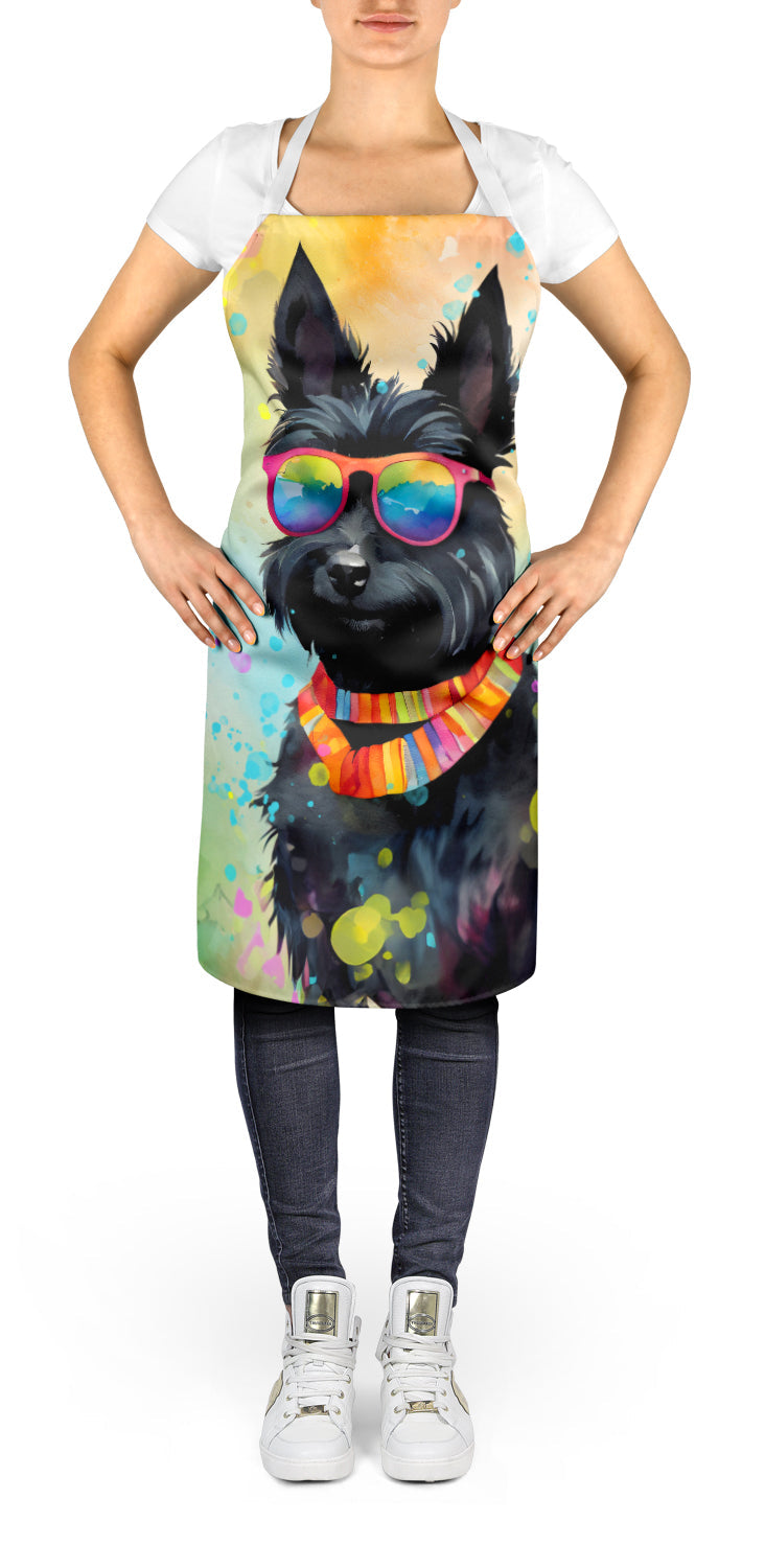 Scottish Terrier Hippie Dawg Apron Cooking Kitchen Server Baking Crafts Gardening for Adult Women Men, Unisex, Large, Multicolor