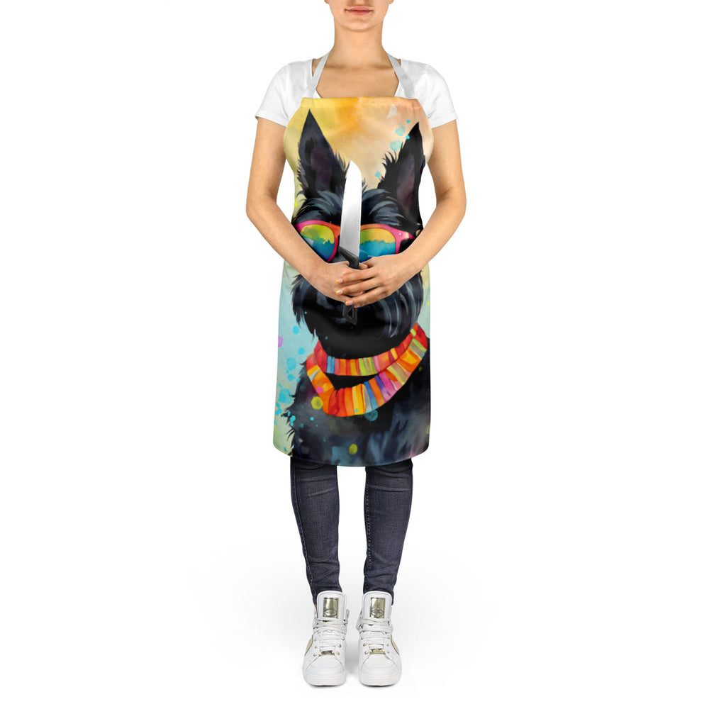 Scottish Terrier Hippie Dawg Apron Cooking Kitchen Server Baking Crafts Gardening for Adult Women Men, Unisex, Large, Multicolor