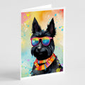 Scottish Terrier Hippie Dawg Greeting Cards Pack of 8 Blank Cards with Envelopes Whimsical A7 Size 5x7