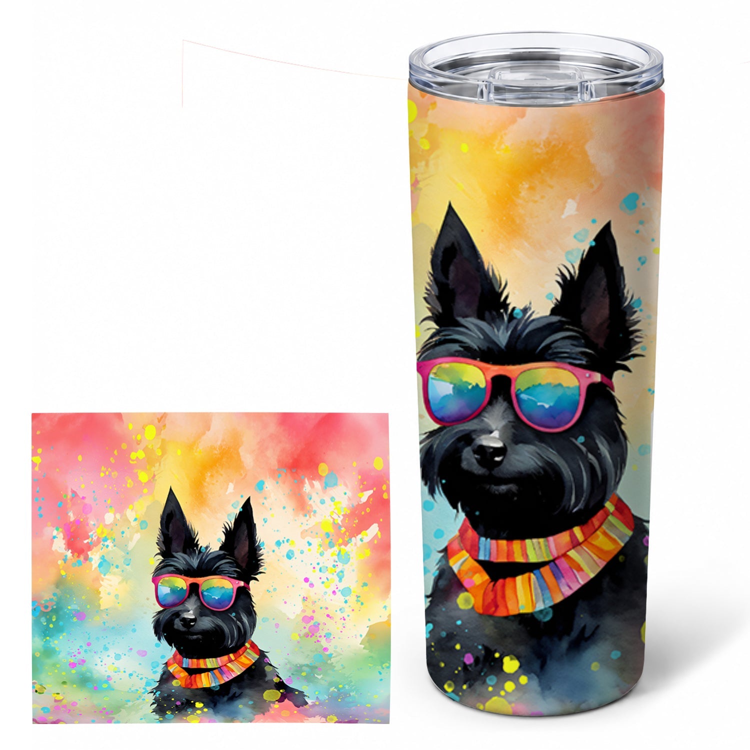 Scottish Terrier Hippie Dawg Stainless Steel Skinny Tumbler 20 oz Vacuum Double Walled Reusable Insulated Travel Cup