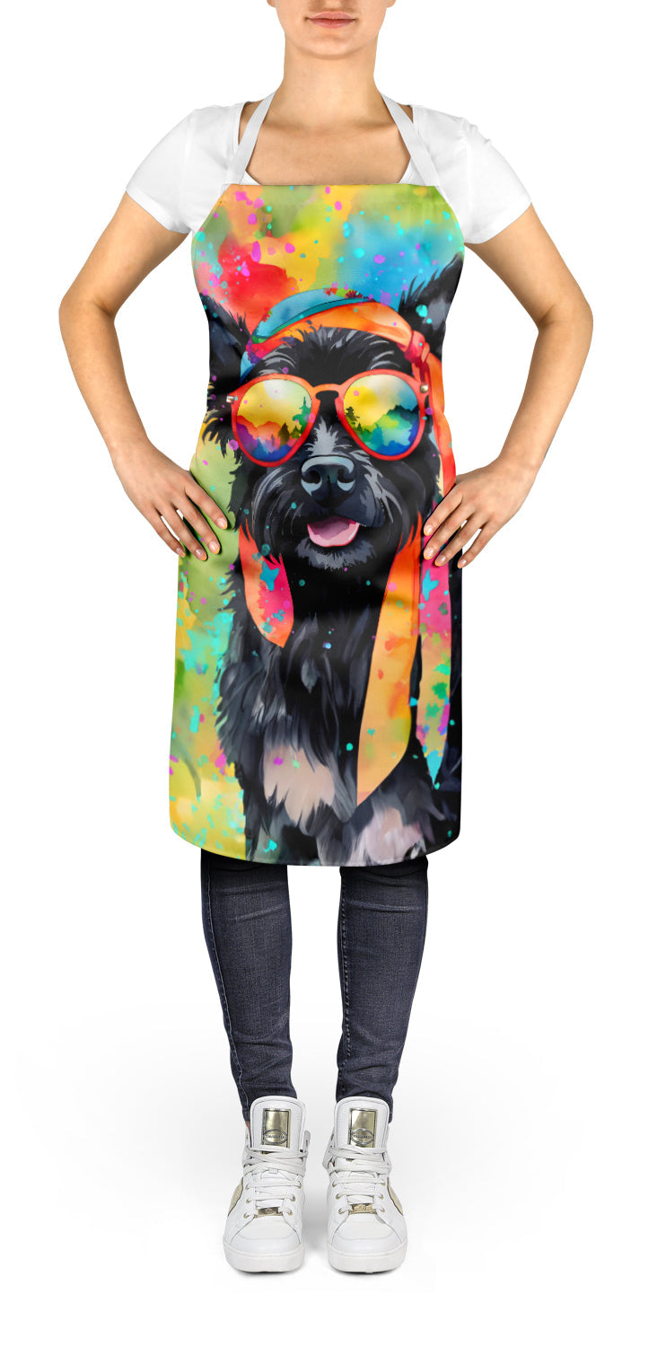 Scottish Terrier Hippie Dawg Apron Cooking Kitchen Server Baking Crafts Gardening for Adult Women Men, Unisex, Large, Multicolor