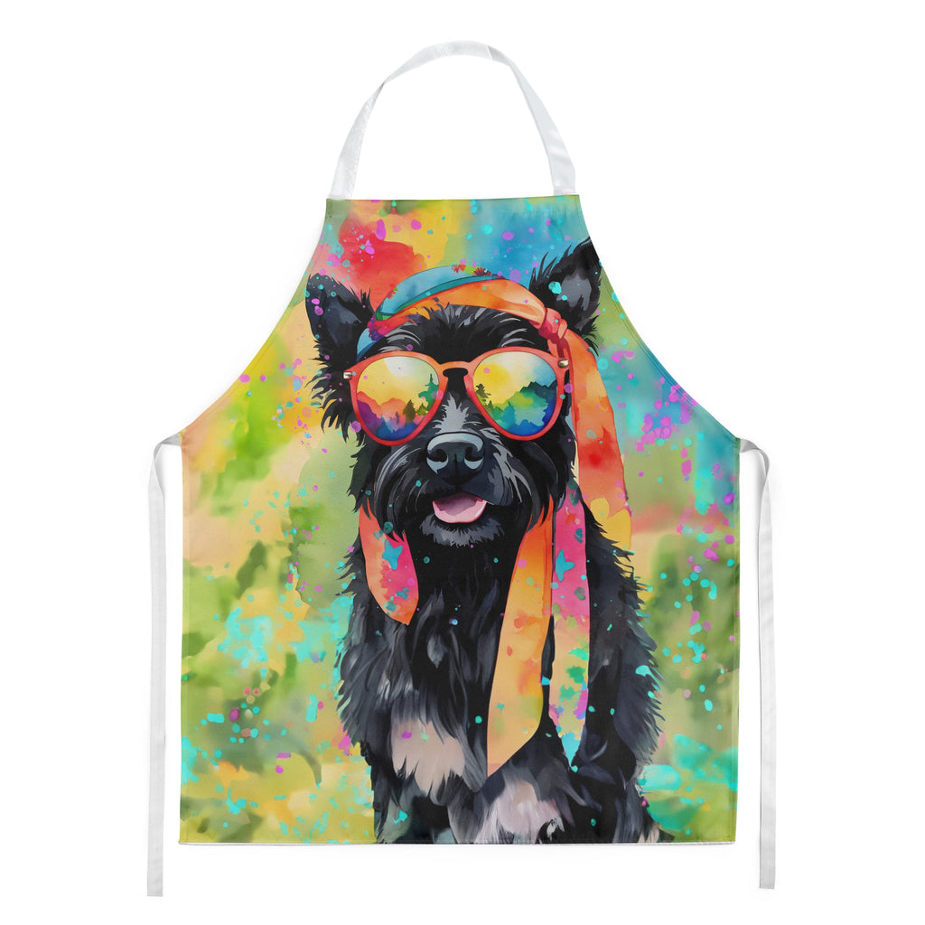 Scottish Terrier Hippie Dawg Apron Cooking Kitchen Server Baking Crafts Gardening for Adult Women Men, Unisex, Large, Multicolor