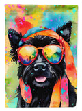 Scottish Terrier Hippie Dawg House Flag 28x40 Porch Sleeve Pole Decorative Outside Yard Banner Artwork Wall Hanging, Polyester